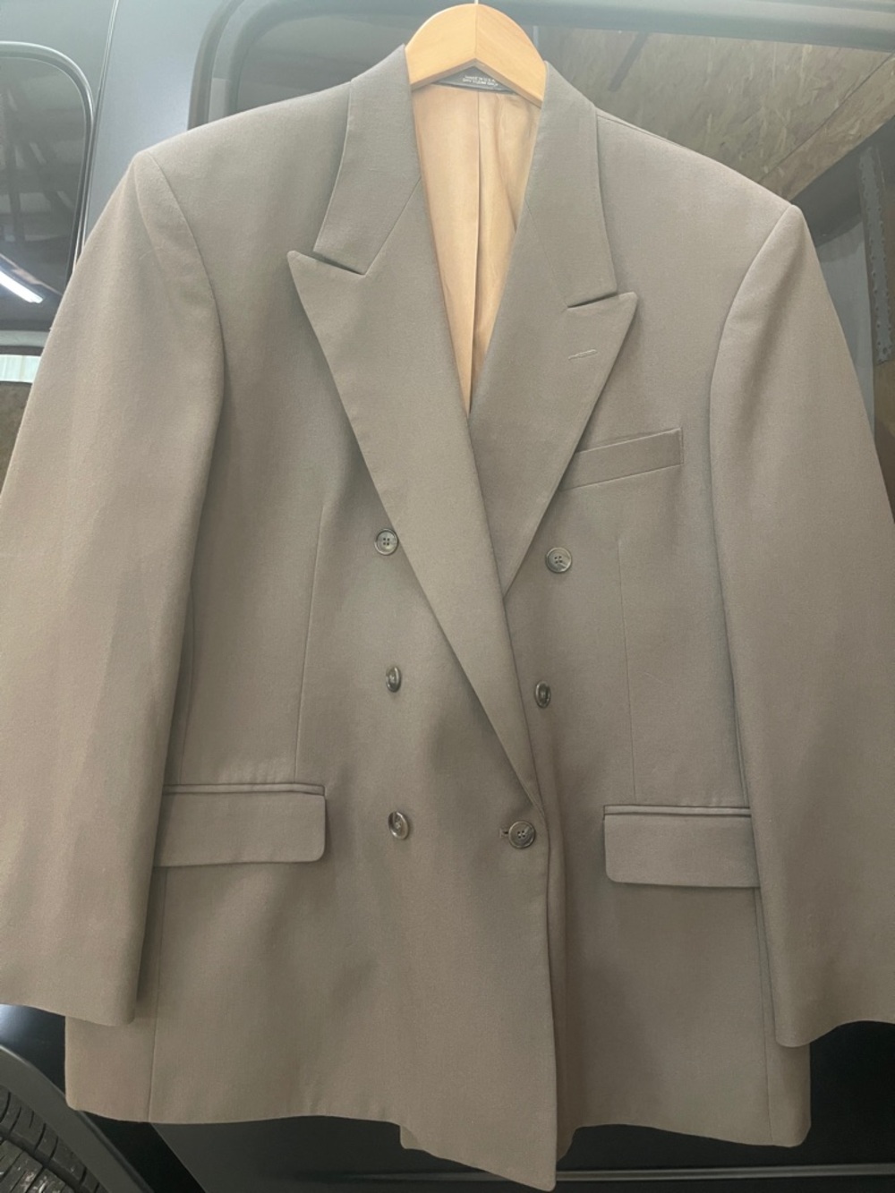 Double-Breasted Taupe Men's Blazer